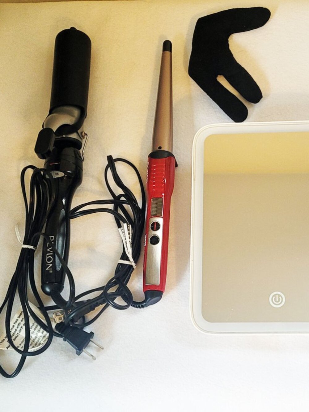Bundle of Curling Irons and Light Up Makeup Mirror